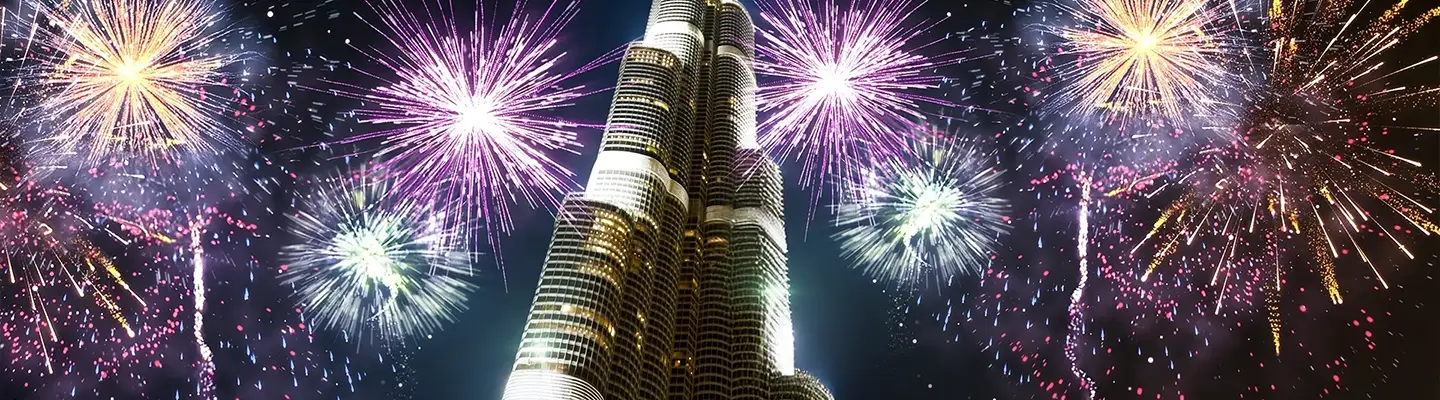 Joe’s Café Dubai terrace with direct view of Burj Khalifa fireworks on NYE
